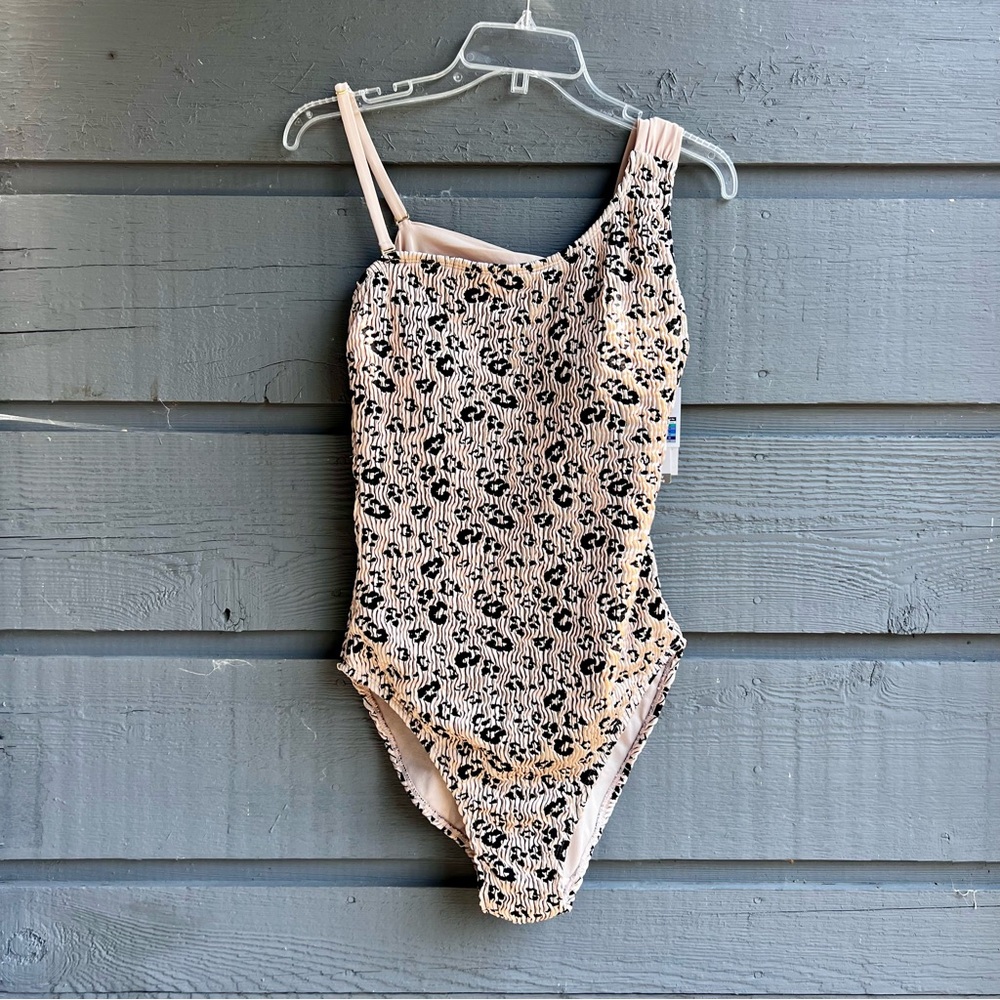 TIME & TRU LEOPARD PRINT ONE PIECE SWIMSUIT SIZE L 12-14   NEW